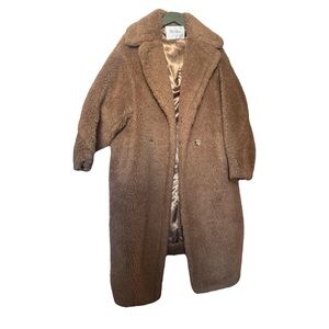 Max Mara Teddy Bear Icon Tan Faux Fur Coat